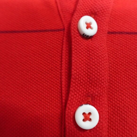Nike Mens Polo Shirt XL Red US Soccer Team Striped Embroidered - Picture 5 of 8